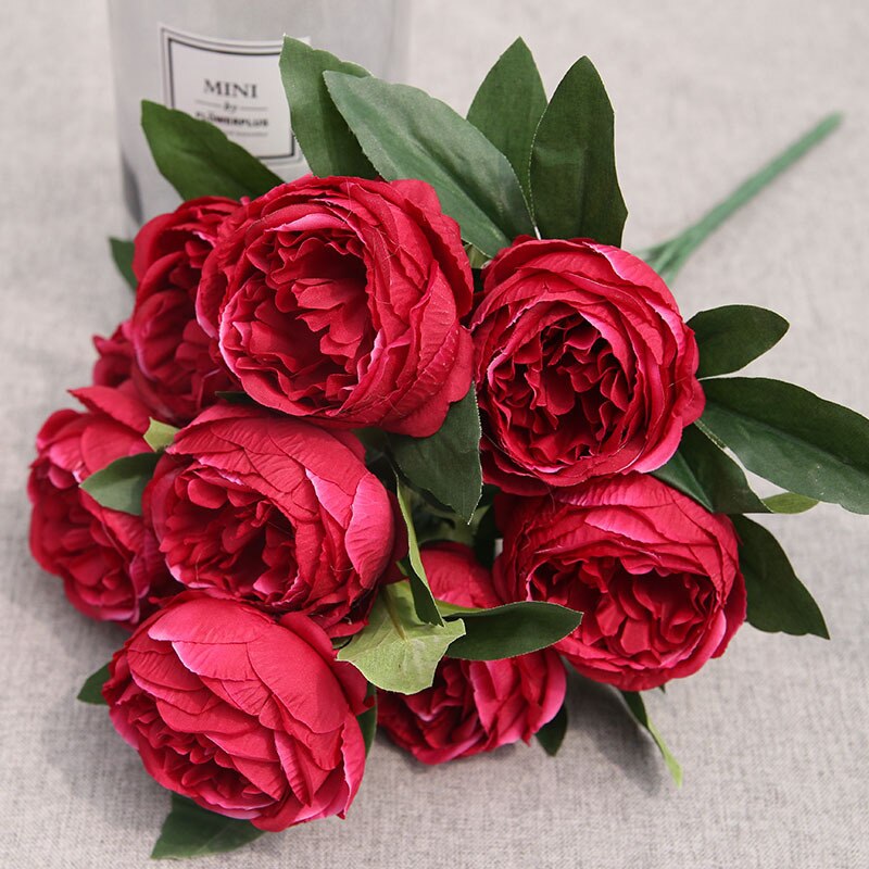 10Head Artificial Peony Fake Flower Bouquet Floral Supplies Store