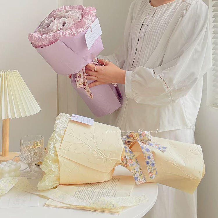 20pcs Floral Embossed Wrapping Paper for Flower Gift Packaging Floral