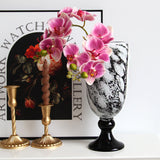 Load image into Gallery viewer, Vintage Black White Pedestal Glass Vase