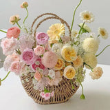 Load image into Gallery viewer, Vintage Straw Flower Basket with Handle