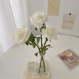Load image into Gallery viewer, Clear Glass Vase with Realistic Faux Rose