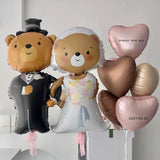 Load image into Gallery viewer, Bear Groom Bride Aluminum Balloon Set