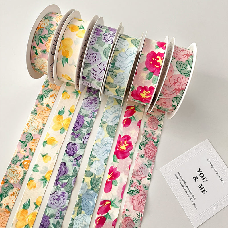 Double Faced Floral Printing Fabric Ribbon (2.5cmx12Yd) – Floral ...