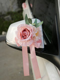 Load image into Gallery viewer, Pink Silk Flowers for Wedding Car Mirror Decoration