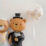 Load image into Gallery viewer, Bear Groom Bride Aluminum Balloon Set