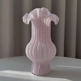 Load image into Gallery viewer, Vintage Rolled Edge Pleated Art Glass Vase