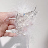 Load image into Gallery viewer, White Feather Rhinestone Corsage Bracelet
