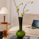 Load image into Gallery viewer, Elegant Olive Green Glass Vase