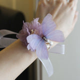 Load image into Gallery viewer, Purple Butterfly Corsage Wristlet Boutonniere