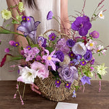 Load image into Gallery viewer, Vintage Straw Flower Basket with Handle