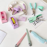 Load image into Gallery viewer, Macaron Color Stapler Tape Dispenser Hole Puncher
