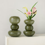 Load image into Gallery viewer, Vintage Olive Green Art Glass Vase