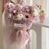 Load image into Gallery viewer, Pearl Chain Ribbon Flowers Bouquet Packaging Material