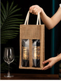 Load image into Gallery viewer, Burlap Wine Gift Bags with Window