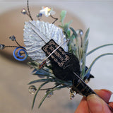 Load image into Gallery viewer, Silver Leaf with Blue Flowers Boutonniere