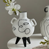 Load image into Gallery viewer, Round White Artistic Graffiti Vase