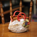 Load image into Gallery viewer, Retro Rose Relief Handbag Ceramic Vase