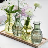 Load image into Gallery viewer, Vintage Green Bud Vase Set with Wood Tray