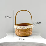 Load image into Gallery viewer, Small Rattan Flower Basket with Lace Trim
