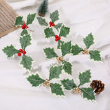 Load image into Gallery viewer, 20pcs Artificial Holly Berries with Green Leaves