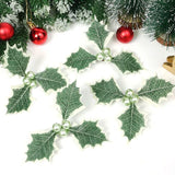 Load image into Gallery viewer, 20pcs Artificial Holly Berries with Green Leaves