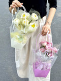 Load image into Gallery viewer, Colorful Plastic Flower Bouquet Bag with Handle Pack 10