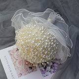 Load image into Gallery viewer, Handcrafted Round Pearl Bridal Bouquet