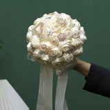 Load image into Gallery viewer, Luxury Jewelry Decorated Silk Rose Bridal Bouquet