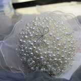 Load image into Gallery viewer, Handcrafted Round Pearl Bridal Bouquet