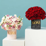 Load image into Gallery viewer, LOVE Print Round Flower Bouquet Boxes Pack 2