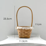 Load image into Gallery viewer, Small Rattan Flower Basket with Lace Trim