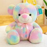 Load image into Gallery viewer, Rainbow Teddy Bear with Pink Bow 35cm