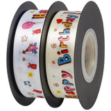 Load image into Gallery viewer, Happy Birthday White Satin Ribbon (25mmx20Yd)