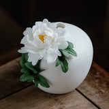 Load image into Gallery viewer, Peony Flower White Ceramic Vase