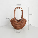 Load image into Gallery viewer, Crescent Moon Rattan Basket with Handle