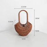 Load image into Gallery viewer, Crescent Moon Rattan Basket with Handle