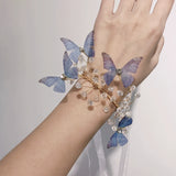 Load image into Gallery viewer, Organza Butterfly Crystal Corsage Bracelet