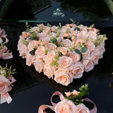 Load image into Gallery viewer, Heart-Shaped Pink Silk Roses Decoration Set