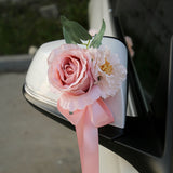 Load image into Gallery viewer, Pink Silk Flowers for Wedding Car Mirror Decoration