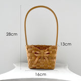 Load image into Gallery viewer, Square Rattan Flower Basket with Bow