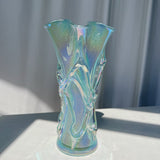 Load image into Gallery viewer, Blue Rolled Edge Art Glass Vase