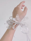 Load image into Gallery viewer, Artificial Crystal Butterfly Corsage Wrist Bracelet