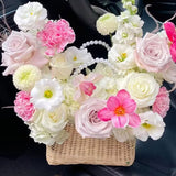 Load image into Gallery viewer, Waterproof Rattan Flower Basket with Pearl Handle