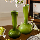 Load image into Gallery viewer, Elegant Olive Green Glass Vase