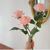 Load image into Gallery viewer, Clear Glass Vase with Realistic Faux Rose