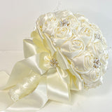 Load image into Gallery viewer, Handmade Satin Rose Flower Wedding Bouquet