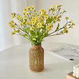 Load image into Gallery viewer, Rattan Woven Glass Vase with Faux Daisy Bouquet
