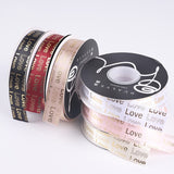 Load image into Gallery viewer, LOVE Printed Gold Satin Ribbon (25mmx40Yd)