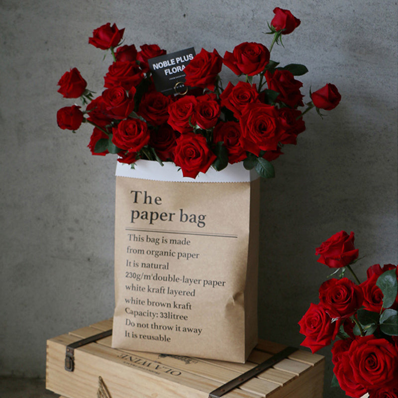 5PCS Flowers Carry Bag Kraft Paper Bags Rectangular Flower Box