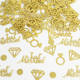 Load image into Gallery viewer, 100pcs Gold Glitter Just Married Paper Confetti Table Scatter